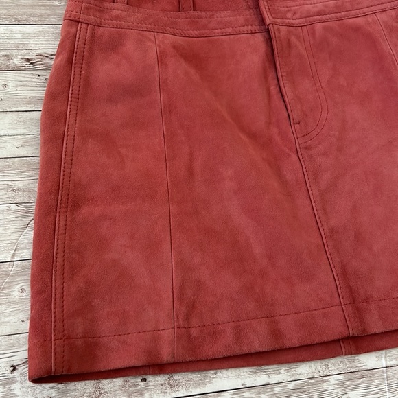 Free People Mauve Pink Suede Goat Leather A Line Mini Skirt - Picture 3 of 12